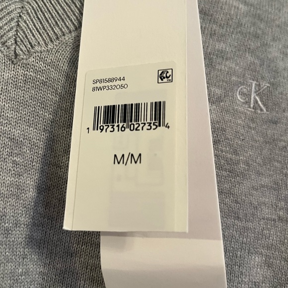 NWT! Calvin Klein v-neck lightweight sweater grey size USM - Picture 3 of 6